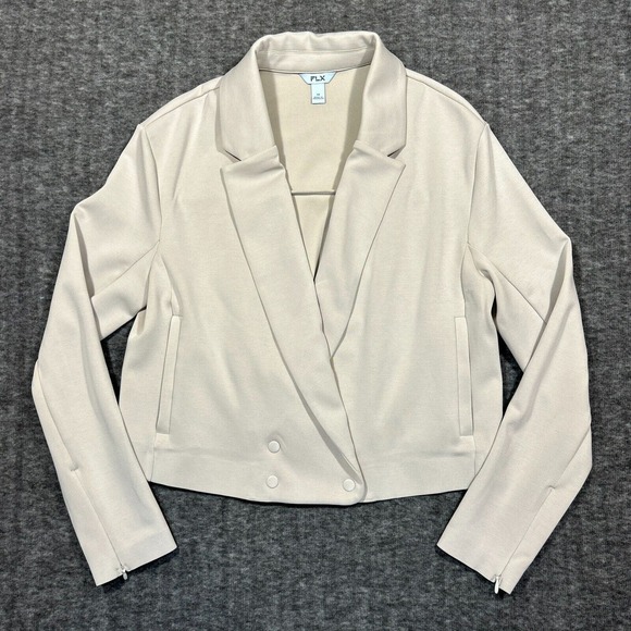 FLX Jackets & Blazers - FLX Womens Blazer Jacket‎ XS Beige Stretch Cardigan Office Minimalist Capsule